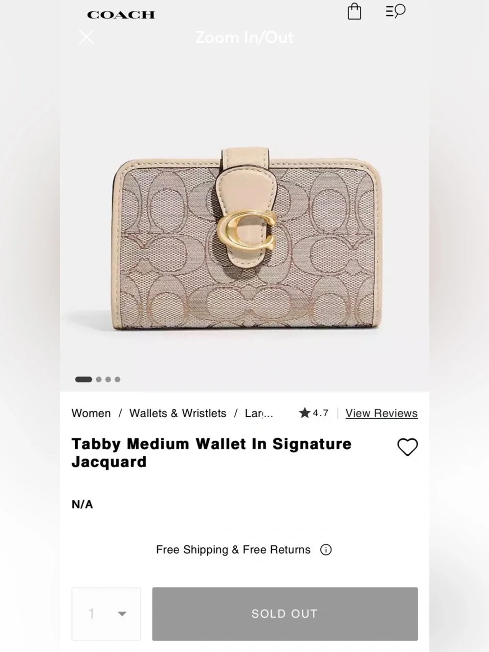 Coach Tabby Medium Wallet In Signature Jacquard